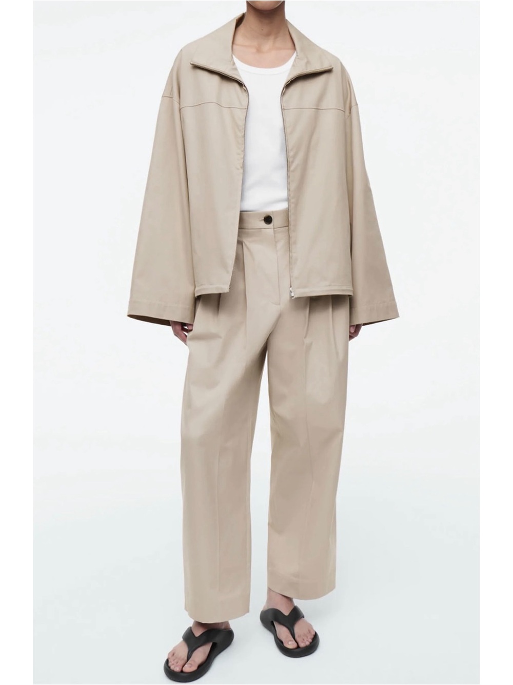 COS Pleated Barrel Leg Cotton Trousers Size 10